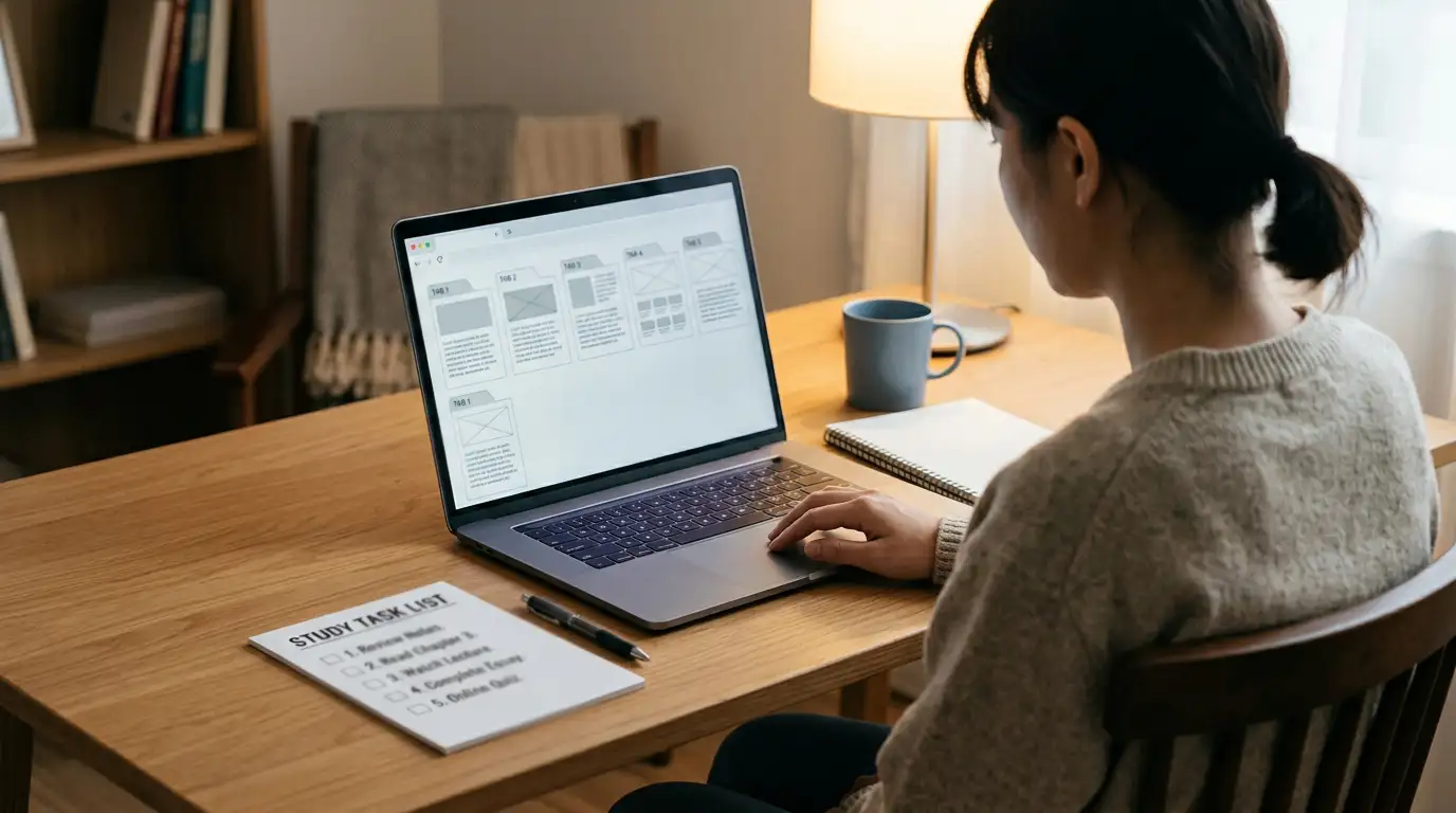 Person at a desk comparing licence details across several open browser tabs