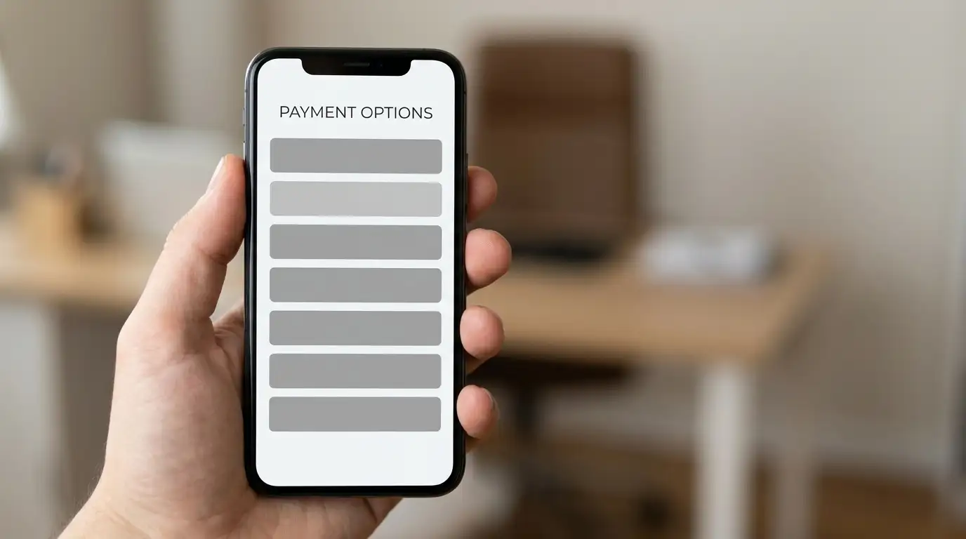 Smartphone screen showing a payment options list with one option greyed out