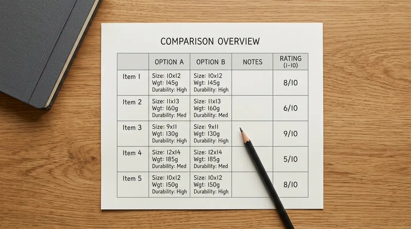 Comparison sheet with casino names and payout windows on a tidy desk
