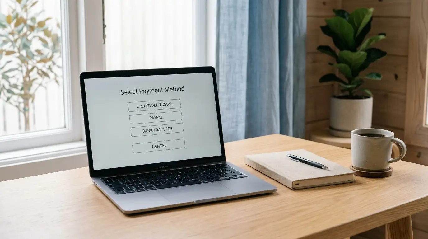 Laptop showing an online casino cashier page with bank deposit options for Australian players