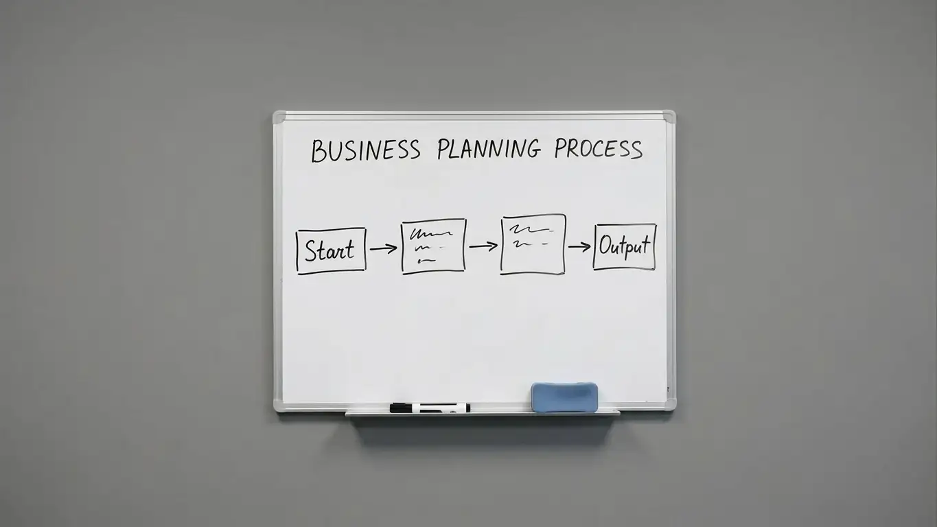 Hand-drawn flow diagram of withdrawal approval steps on a whiteboard