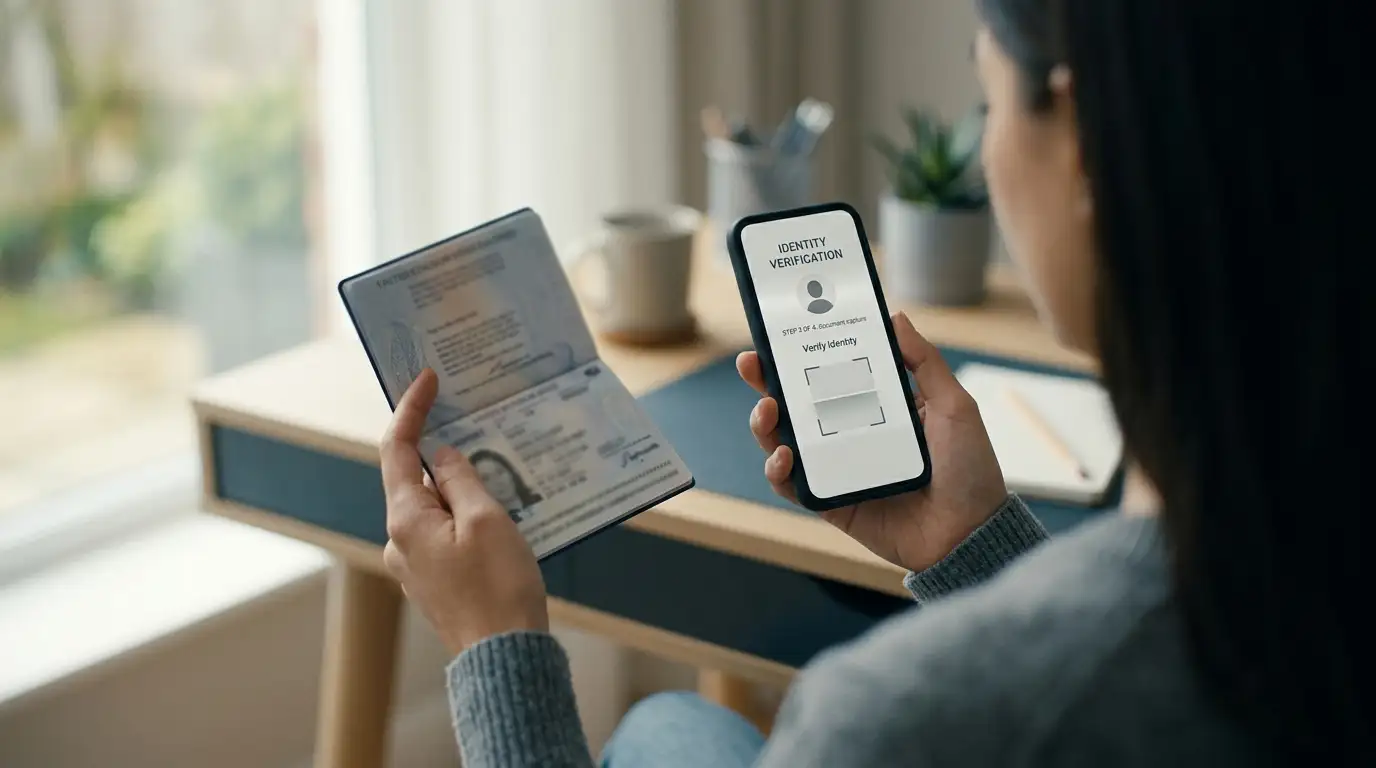 Person completing identity verification for a fast casino withdrawal on a phone