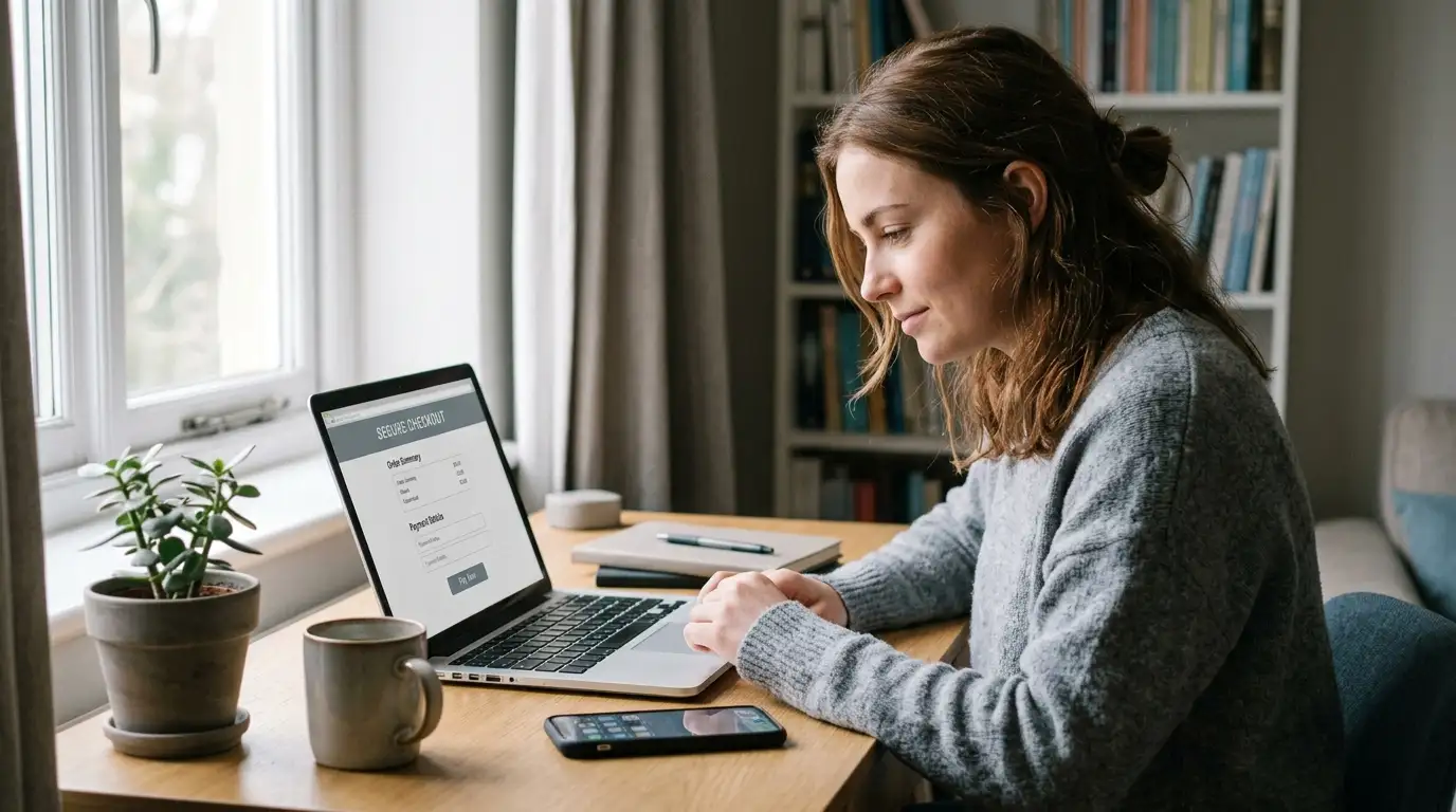 Aussie player checking online casino payment options with PayPal on a laptop