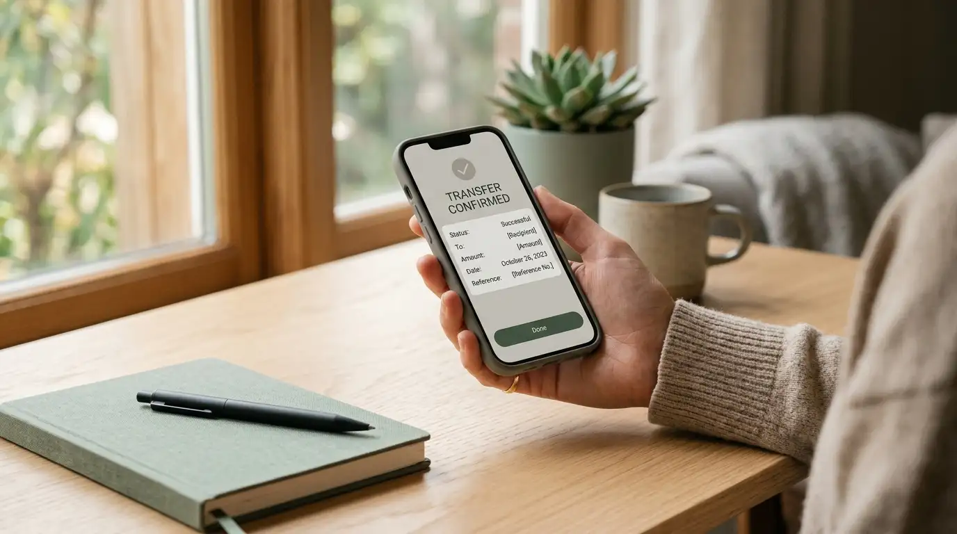Australian bank account on a phone screen showing an incoming payout from an easy withdrawal casino