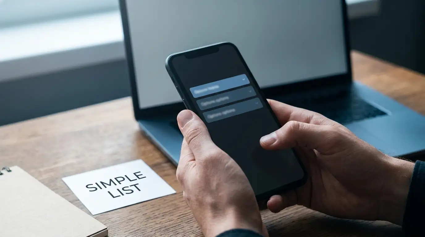 Person selecting a network on a phone wallet screen beside an open laptop
