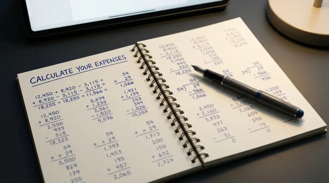 Notepad with handwritten turnover sums beside a laptop showing bonus terms