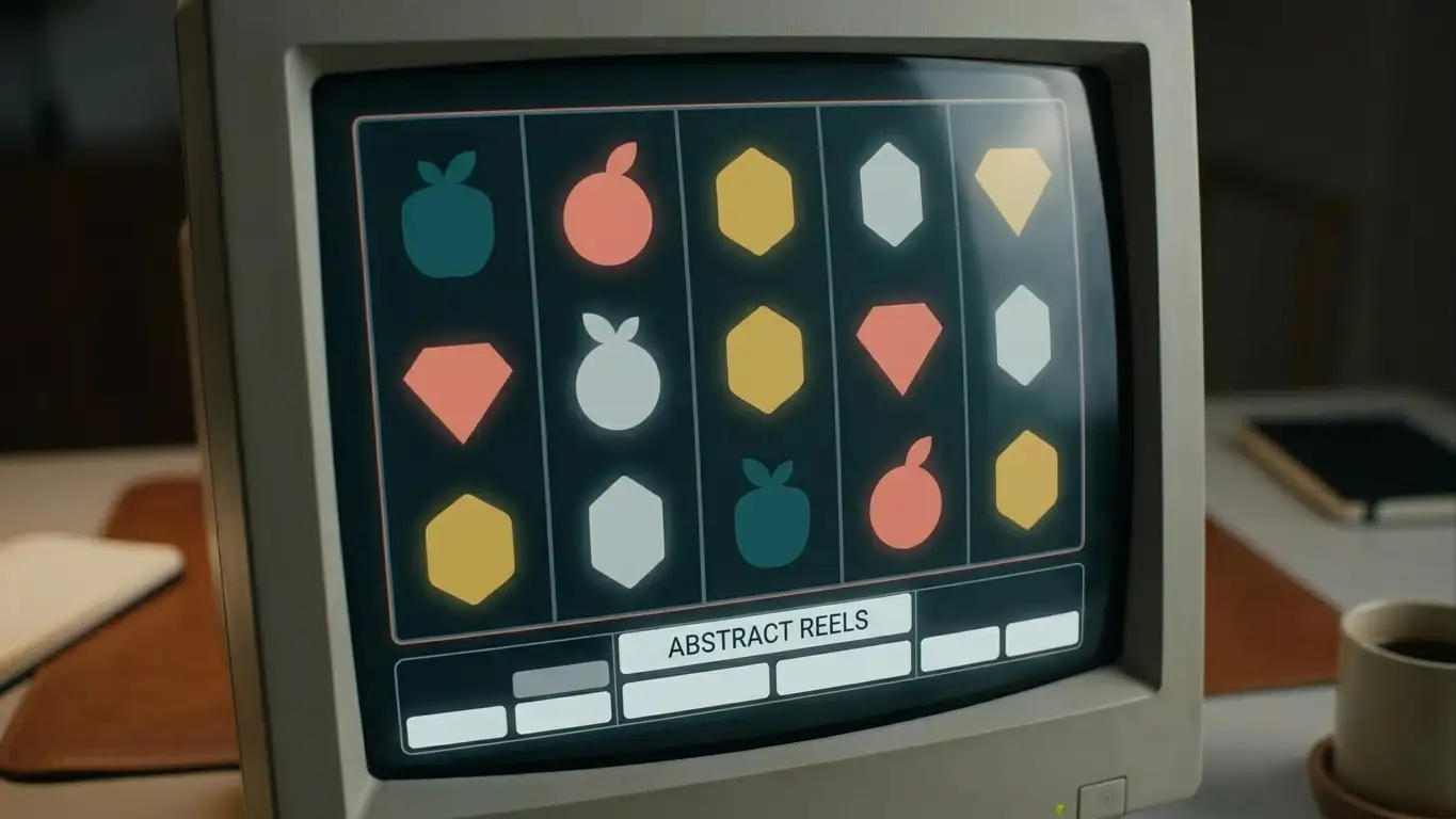 Close view of generic reel symbols on a screen with a low bet field visible