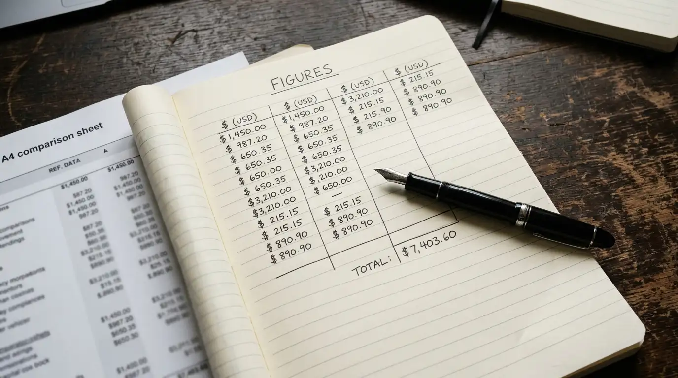Notepad comparing minimum deposit and minimum withdrawal figures for low deposit casinos
