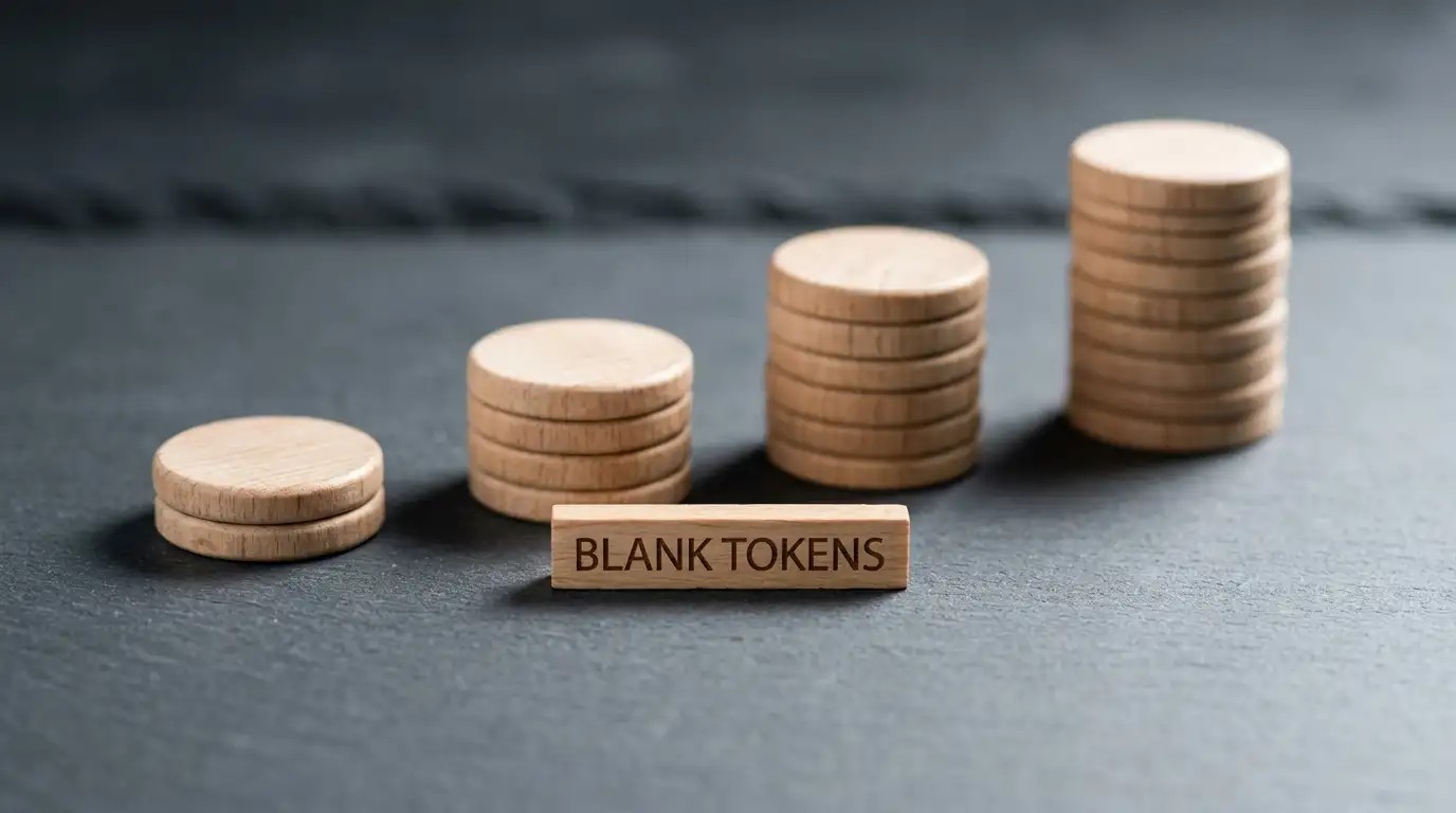 Stacked plain tokens of different heights representing low deposit tiers in Australian casinos