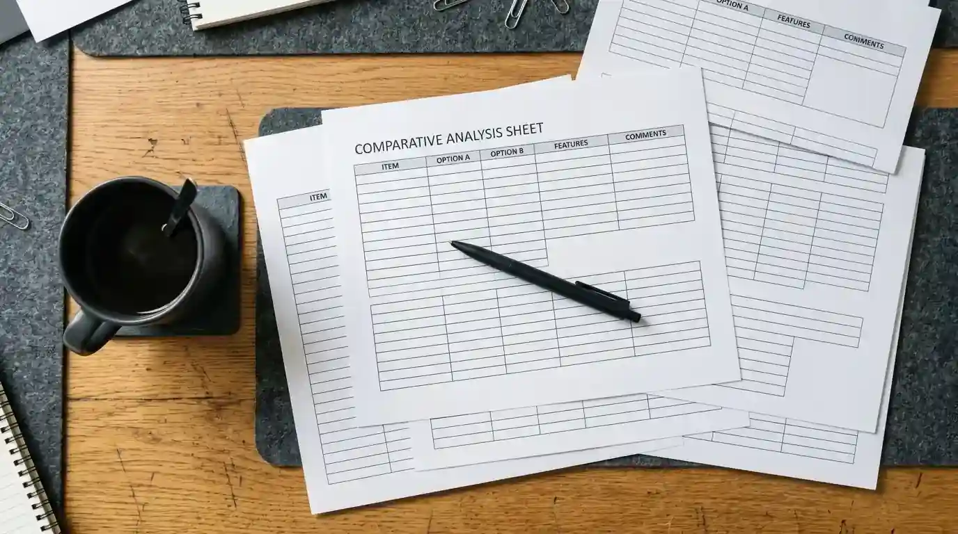 Comparison notes spread across a desk showing casino site names and deposit limits