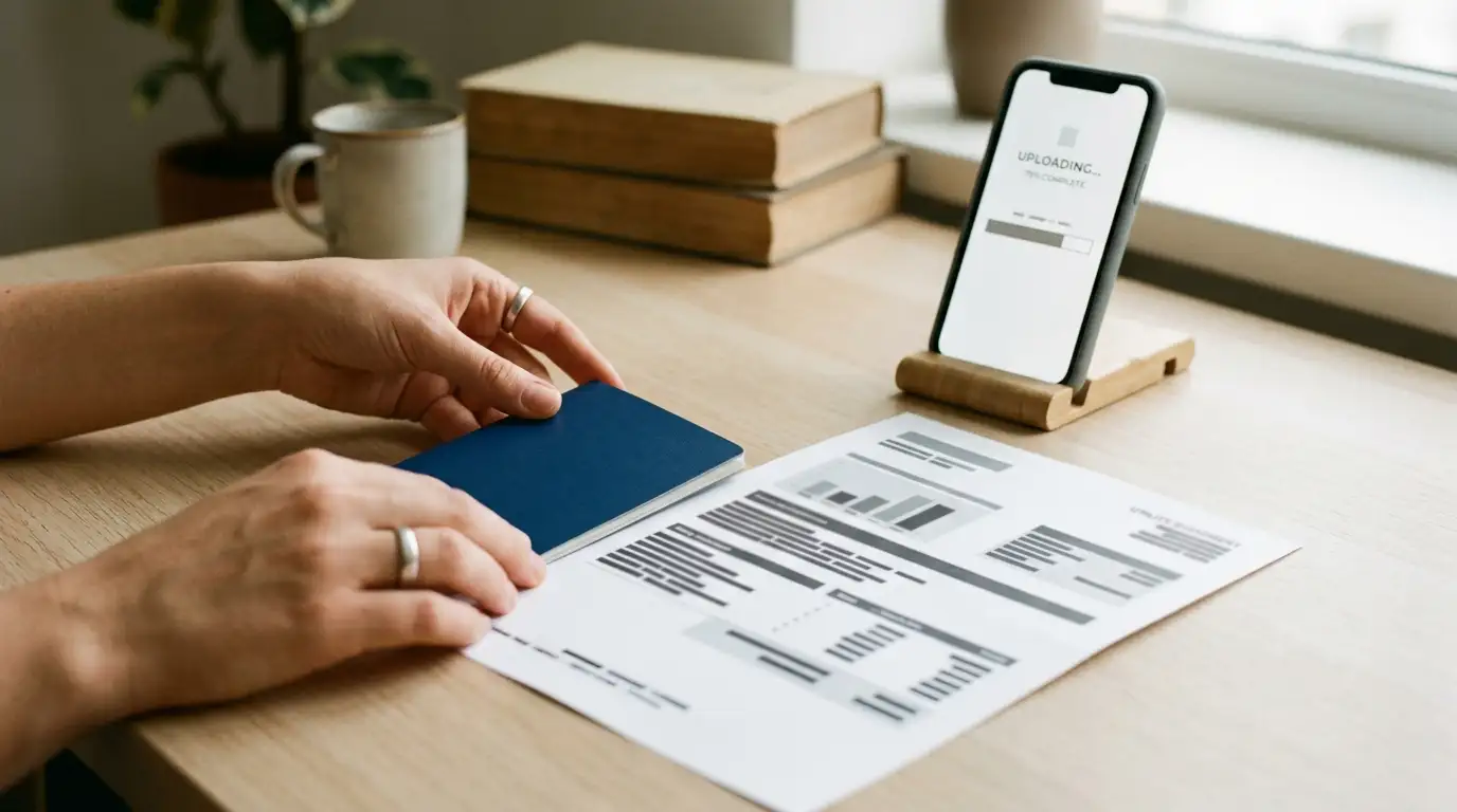 Identity documents prepared for a small casino withdrawal request in Australia