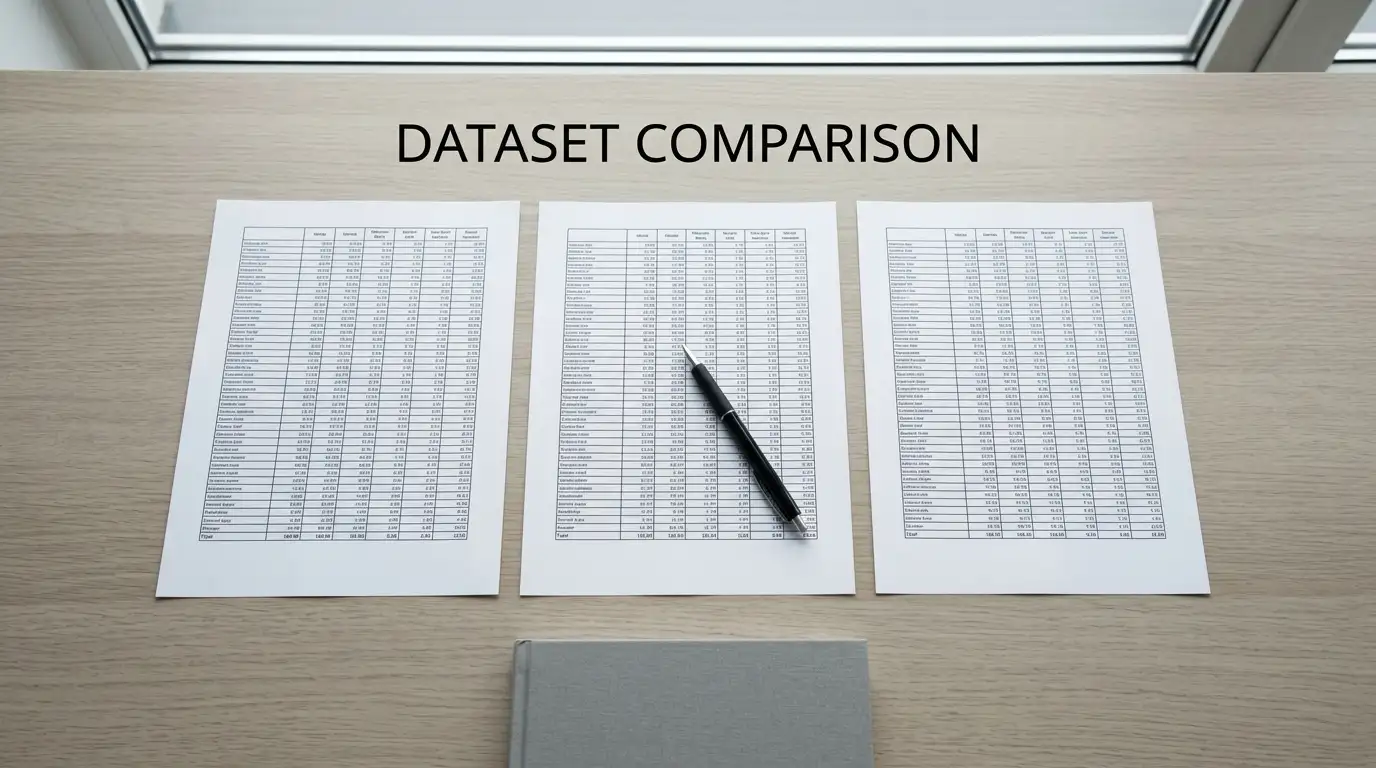 Desk with printed comparison sheets of casino cashier terms side by side