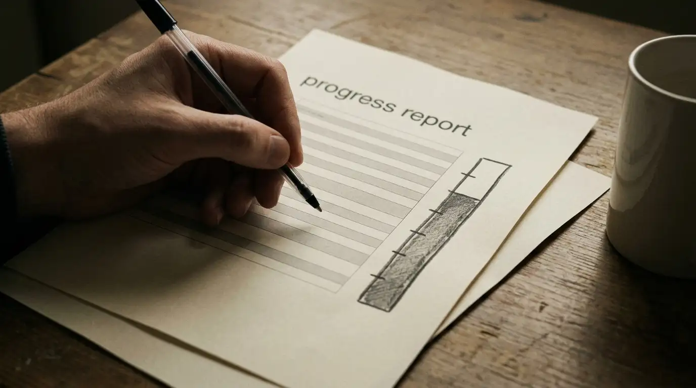 Hand working through figures with a pen on a printed fee schedule