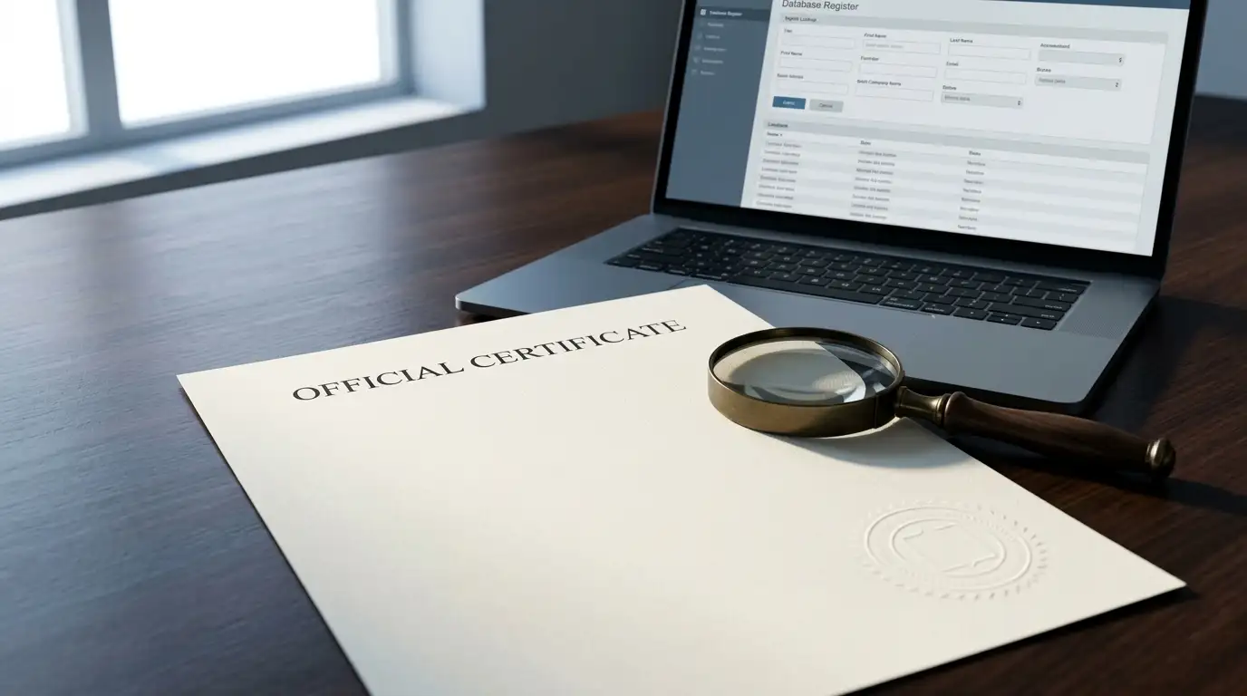 Offshore gaming licence document checked against an issuing register for an Australian player
