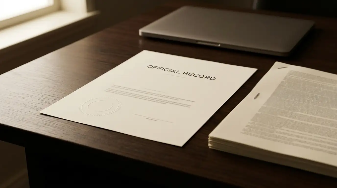Neutral gaming licence certificate and a legislation printout on an office table