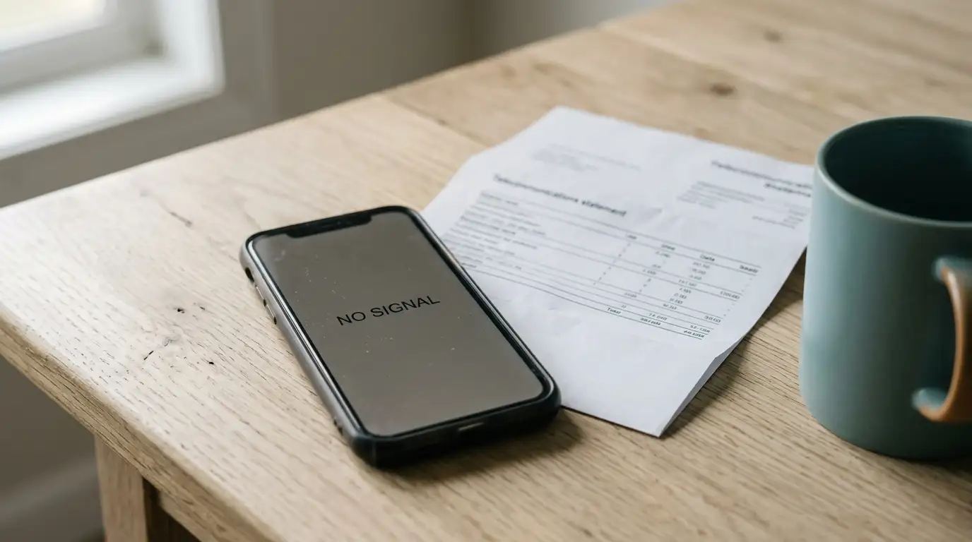 Smartphone on a desk beside a printed mobile phone bill, pay by phone casino deposits in Australia