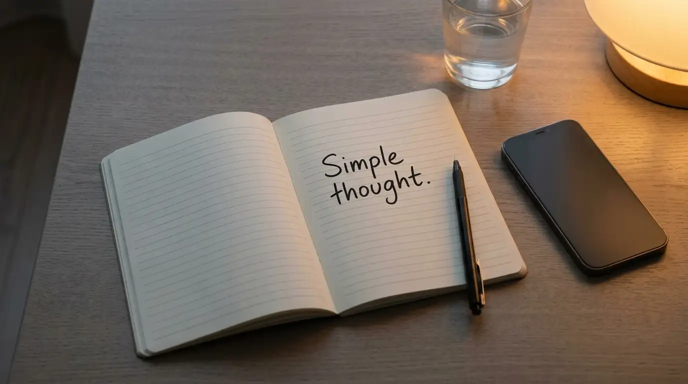 Notebook with a weekly spending figure written down beside a closed phone