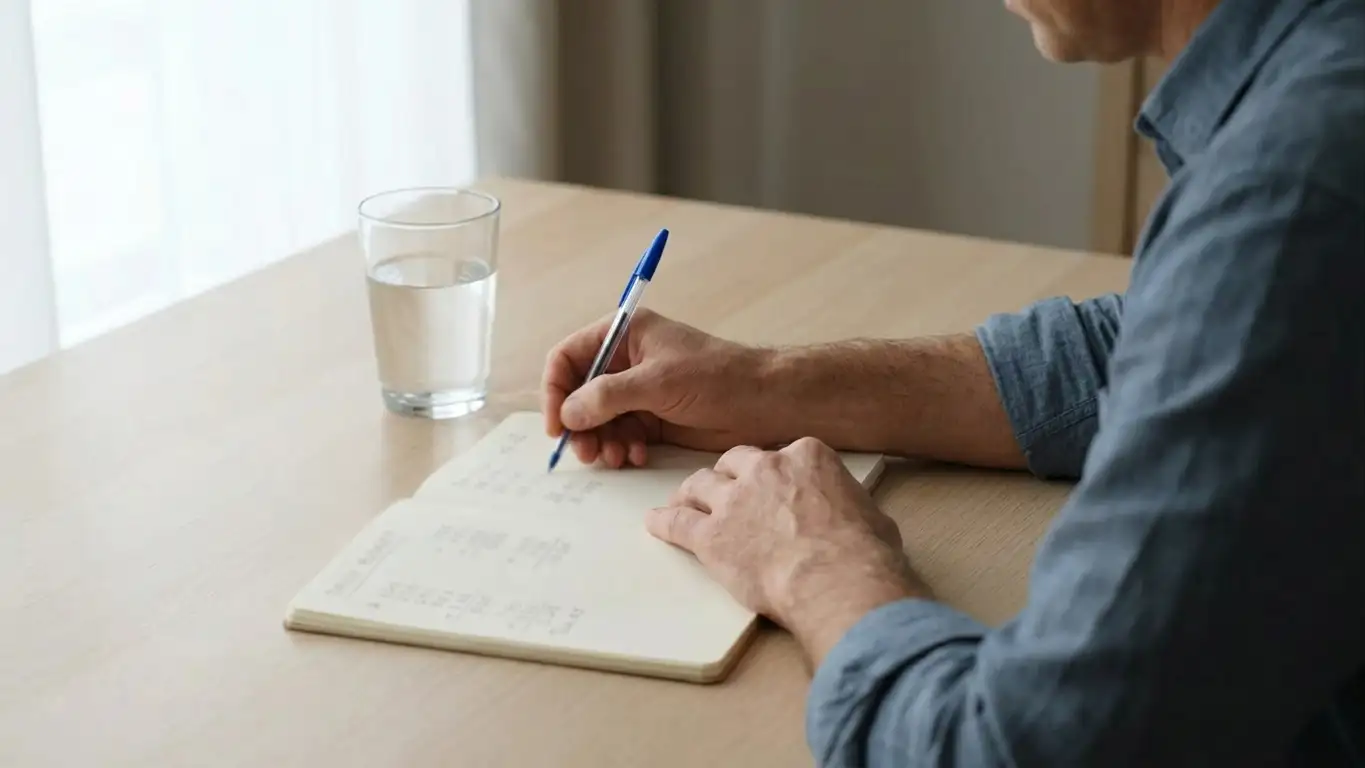 Person working through bonus turnover figures with pen and notepad