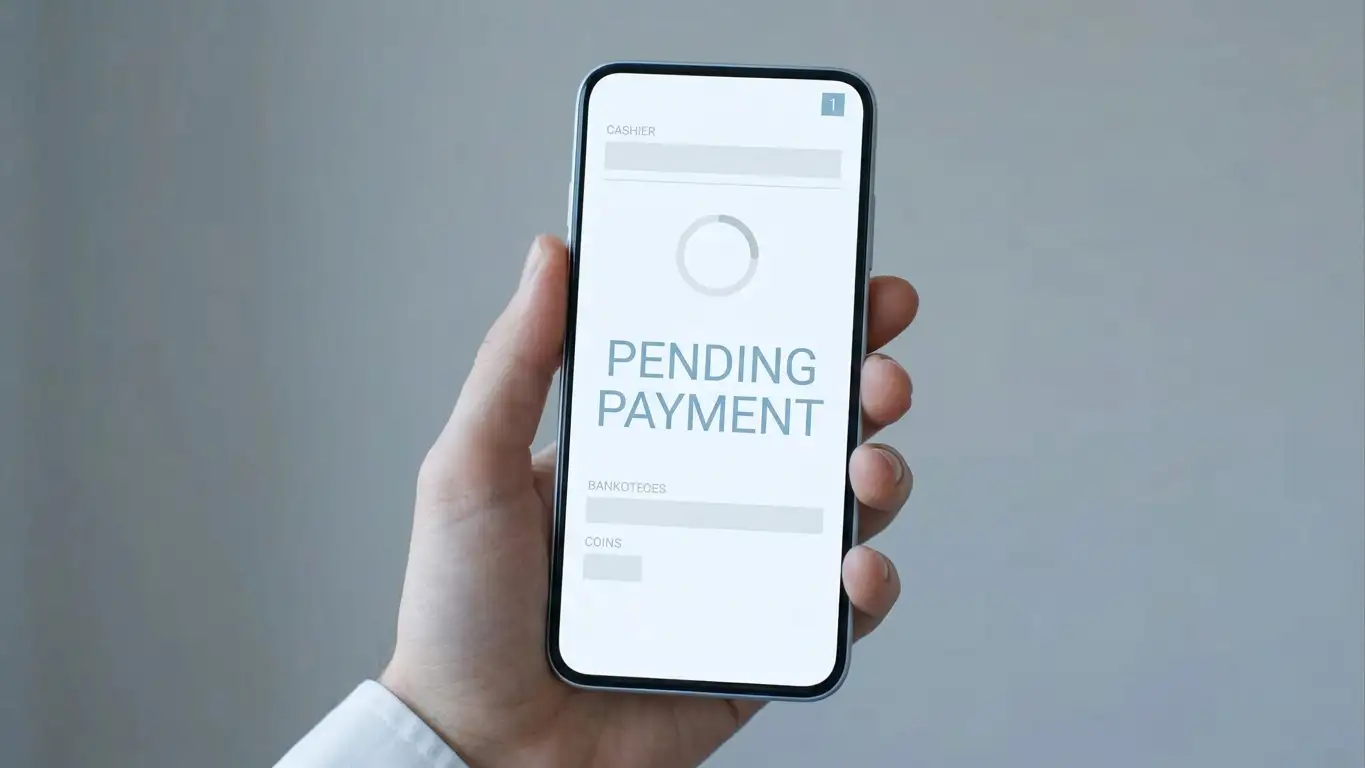 Smartphone cashier screen showing a withdrawal request awaiting approval