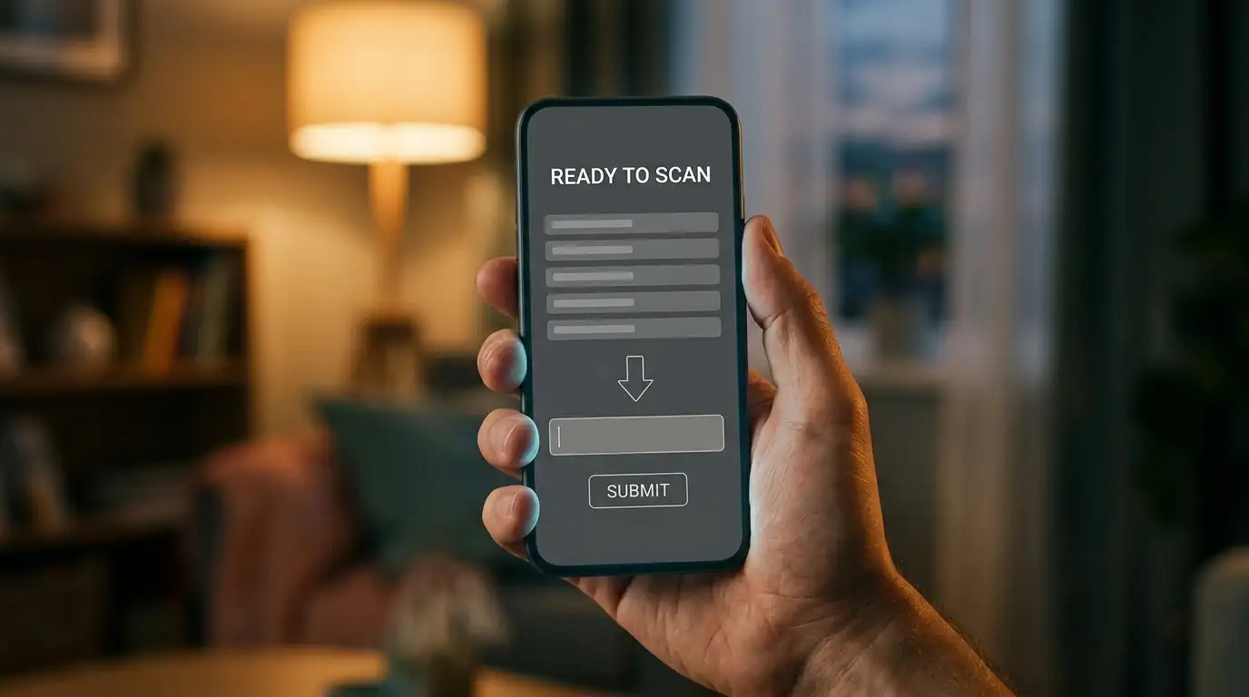Hand holding a phone open to a neutral casino cashier withdrawal screen