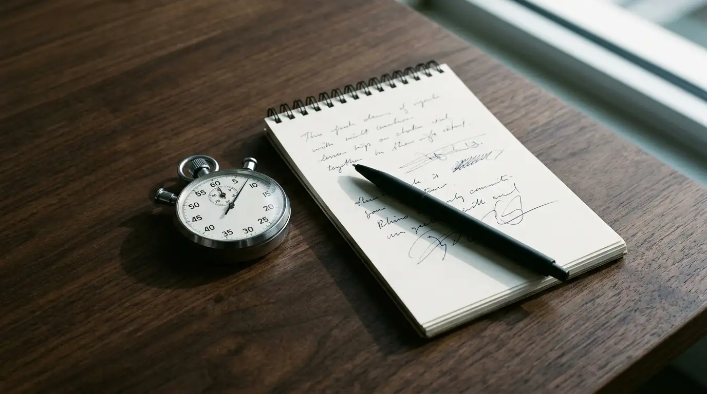 Stopwatch beside a notepad comparing fast withdrawal pokies payout windows