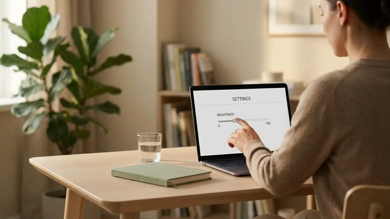 Person setting a deposit limit on a laptop in a calm home office