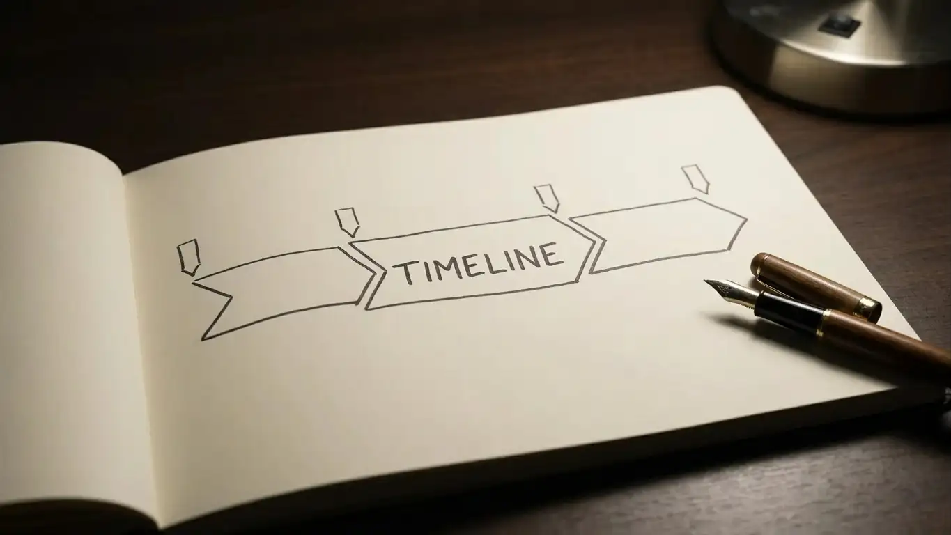 Timeline sketched in a notebook showing the stages of a casino payout to an e-wallet