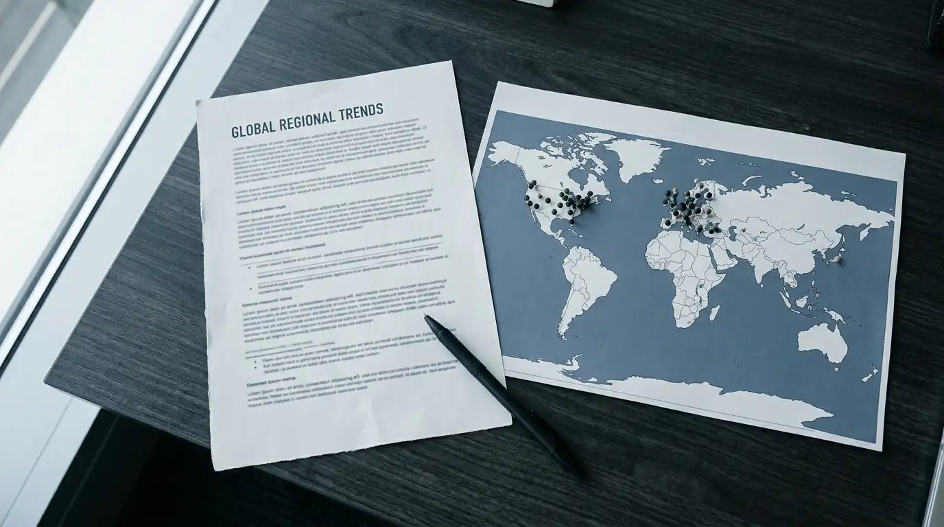 Printed coverage documentation with a world map marked across Europe and North America