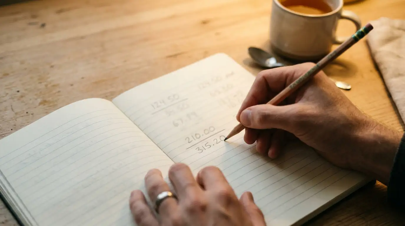 Notepad with handwritten wagering turnover working for a small casino bonus